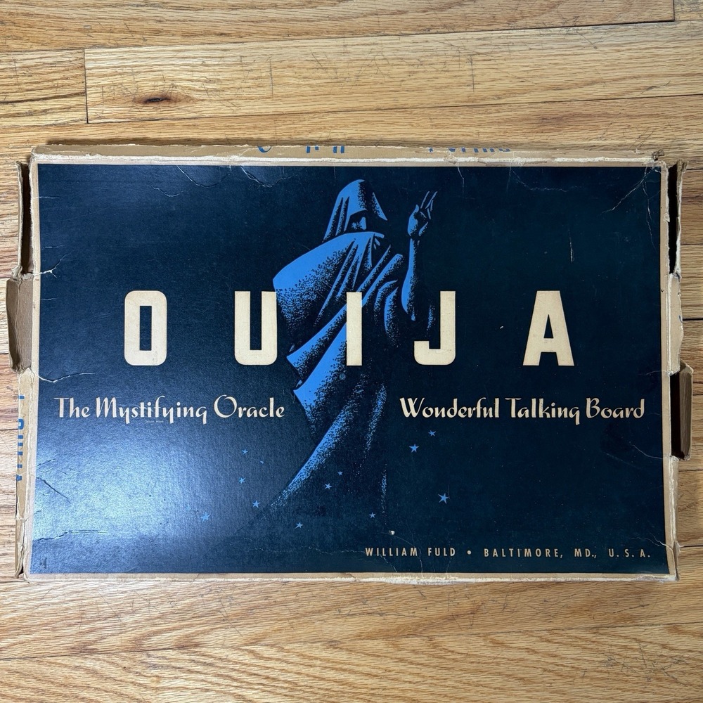VTG 50s William Fuld Ouija Board No. 601 Baltimore MD Blue Hooded Figure